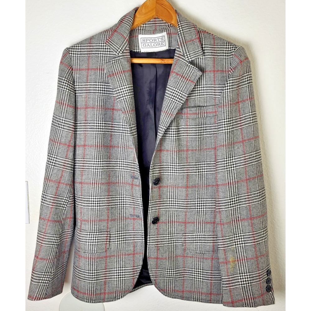 Sports Galore Vintage 1970's 100% Wool Glen Plaid Blazer Jacket Womens Sz 8 USA